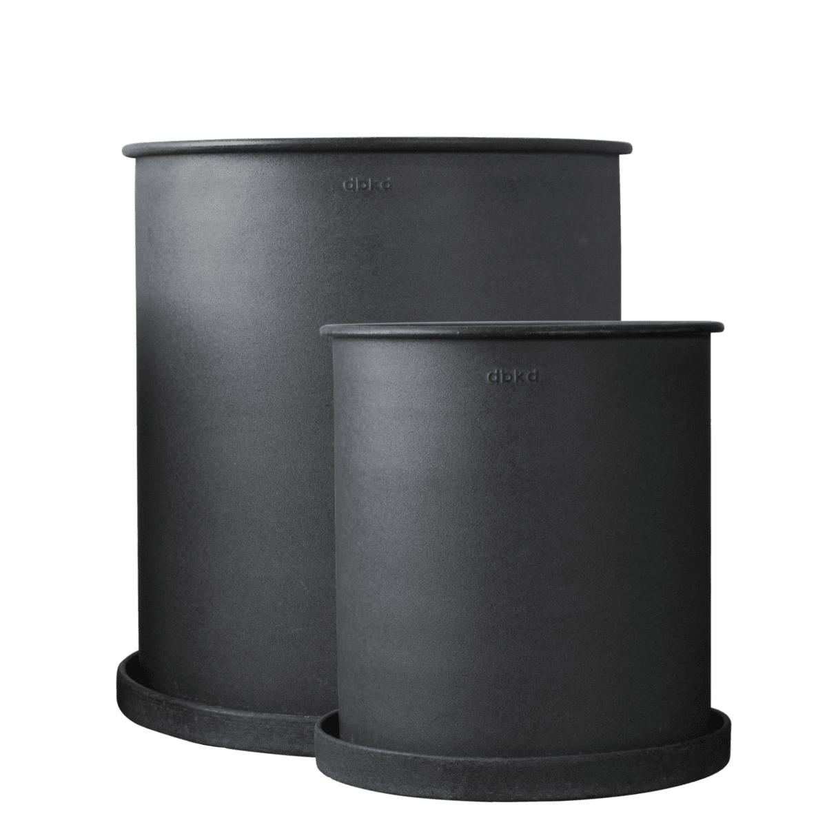 DBKD Plant Pot Large 2-Set - Black | Scandinavian Metal Planters with Matching Saucers DBKD