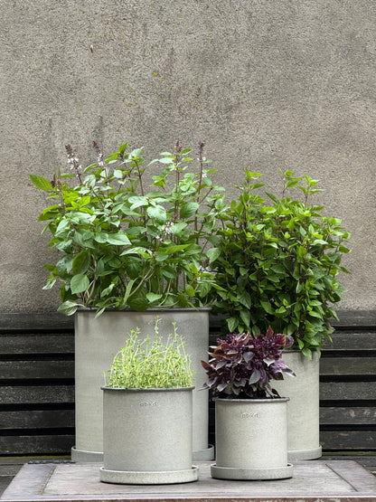 DBKD Plant Pot Large 2-Set - Beige | Scandinavian Metal Planters with Matching Saucers DBKD
