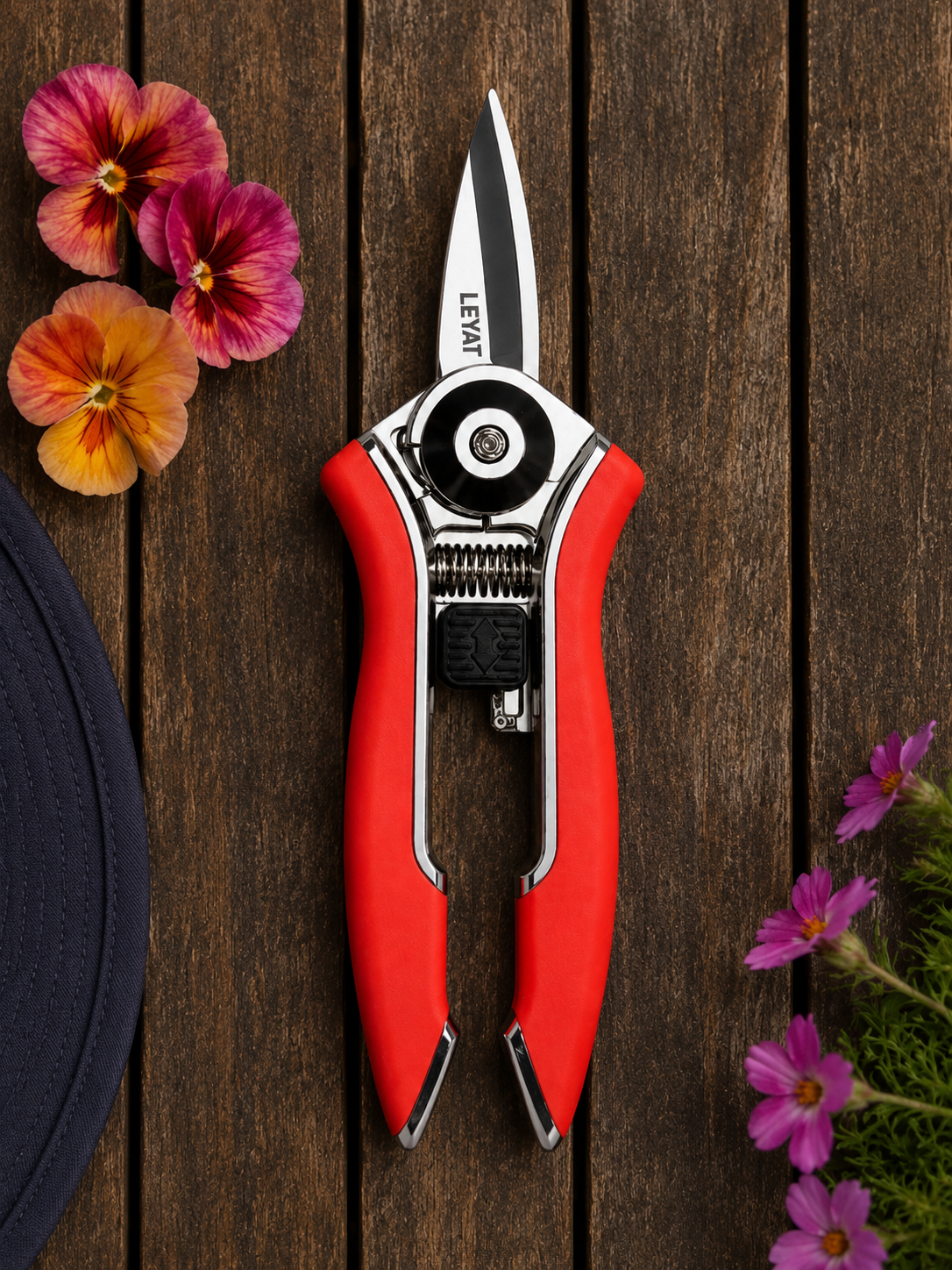 Garden Snips Leyat Happy Line Red | Stainless Steel Flower Pruning Snips Leyat