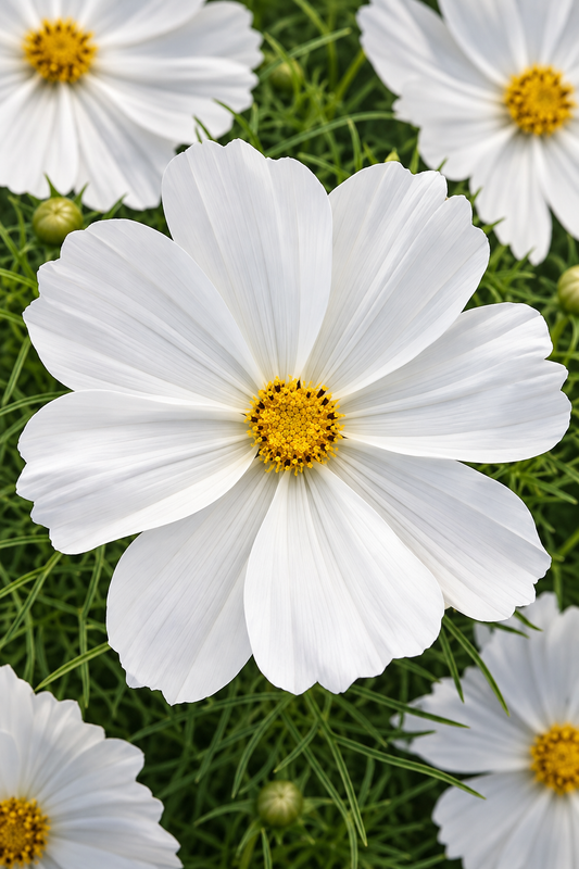 Kosmeja Sonata™ White | Cosmos bipinnatus | Kompakta kosmeja podiem