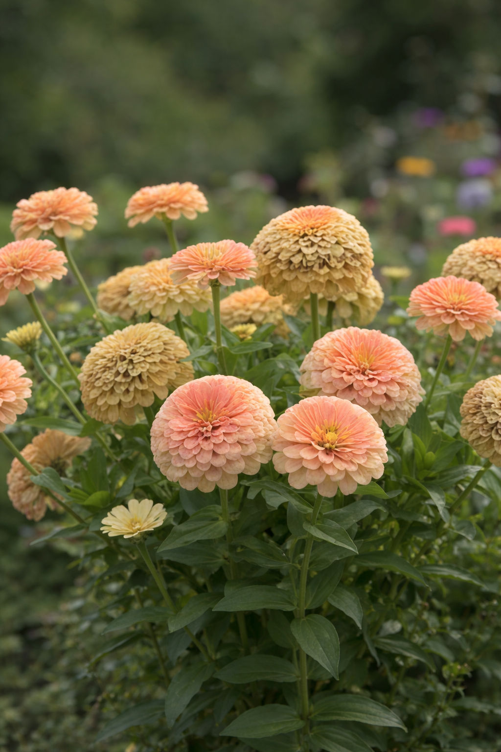 Zinnia elegans Rosetta Lemon to Salmon | Short, Excellent for pots therapyofflowers.com