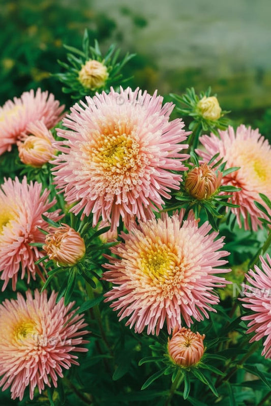 China Aster Sea Starlet Chamois | Callistephus chinensis therapyofflowers.com